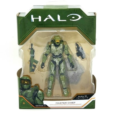 World of Halo Infinite Series 4 Master Chief w/ Commando Rifle and Grappleshot - New