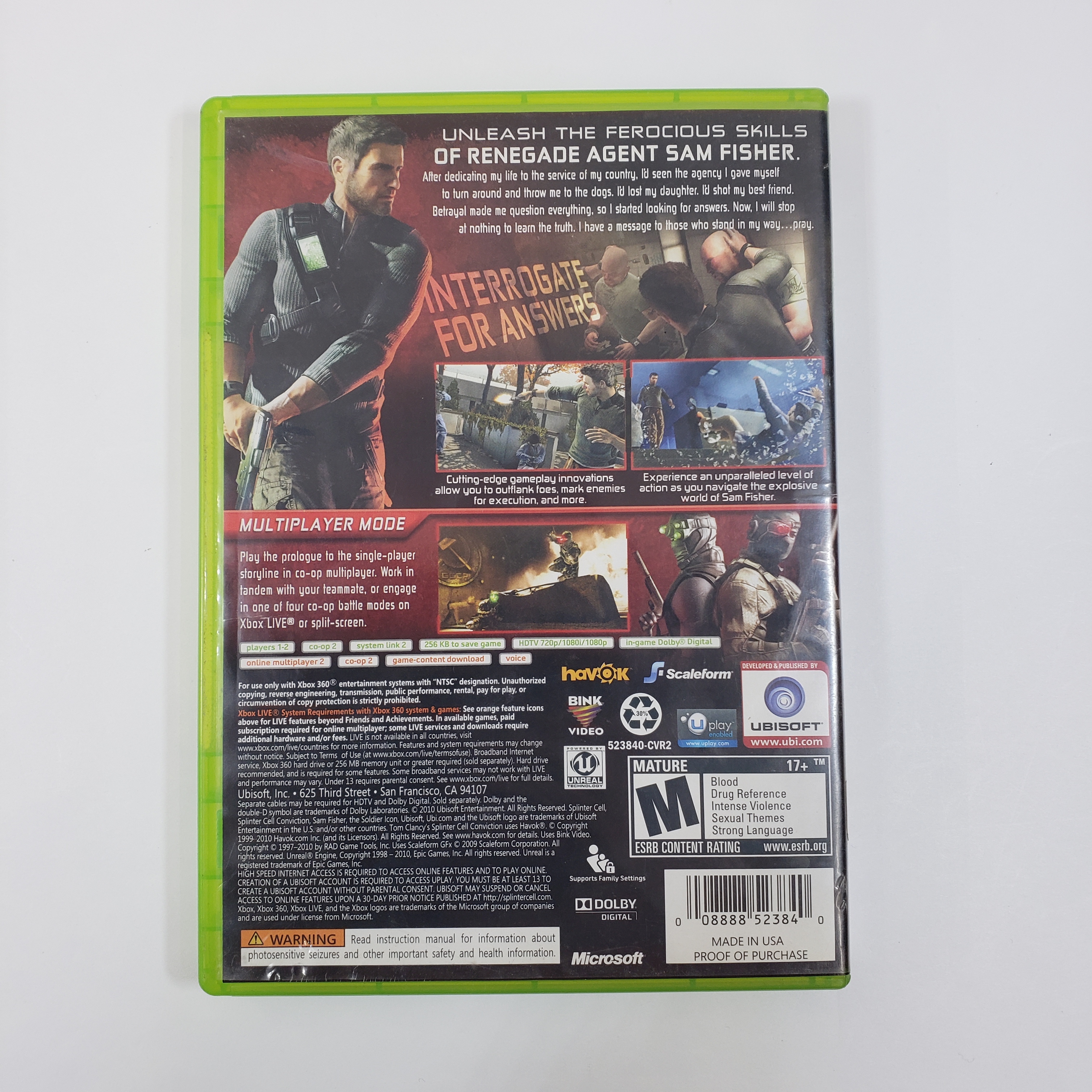 Tom Clancy's Splinter Cell Conviction Video Game for Xbox 360 - CIB - Used