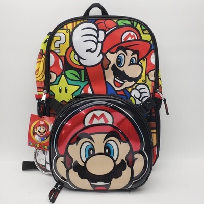 Super Mario Backpack w/ Detachable Lunch Box - New