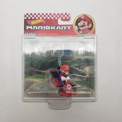 Hot Wheels MarioKart Mario w/ Pipe Frame & Parachute Die Cast - New