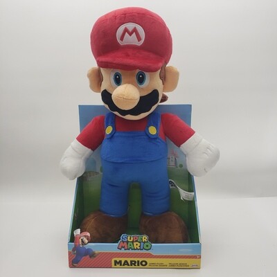JAKKS Pacific Super Mario Bros. Mario 20” Jumbo Plush Action Figure - New