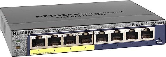 NETGEAR 8-Port PoE Gigabit Ethernet Plus Switch - GS108PEv3 - Managed 4 x PoE 53W