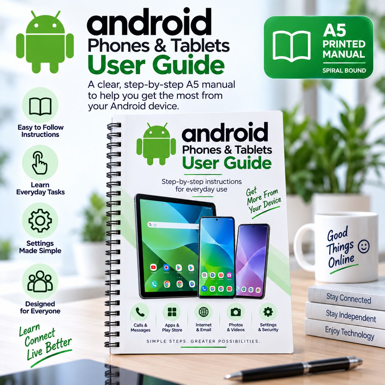 A5 Manual to accompany Android tablets &amp;/or smartphones
