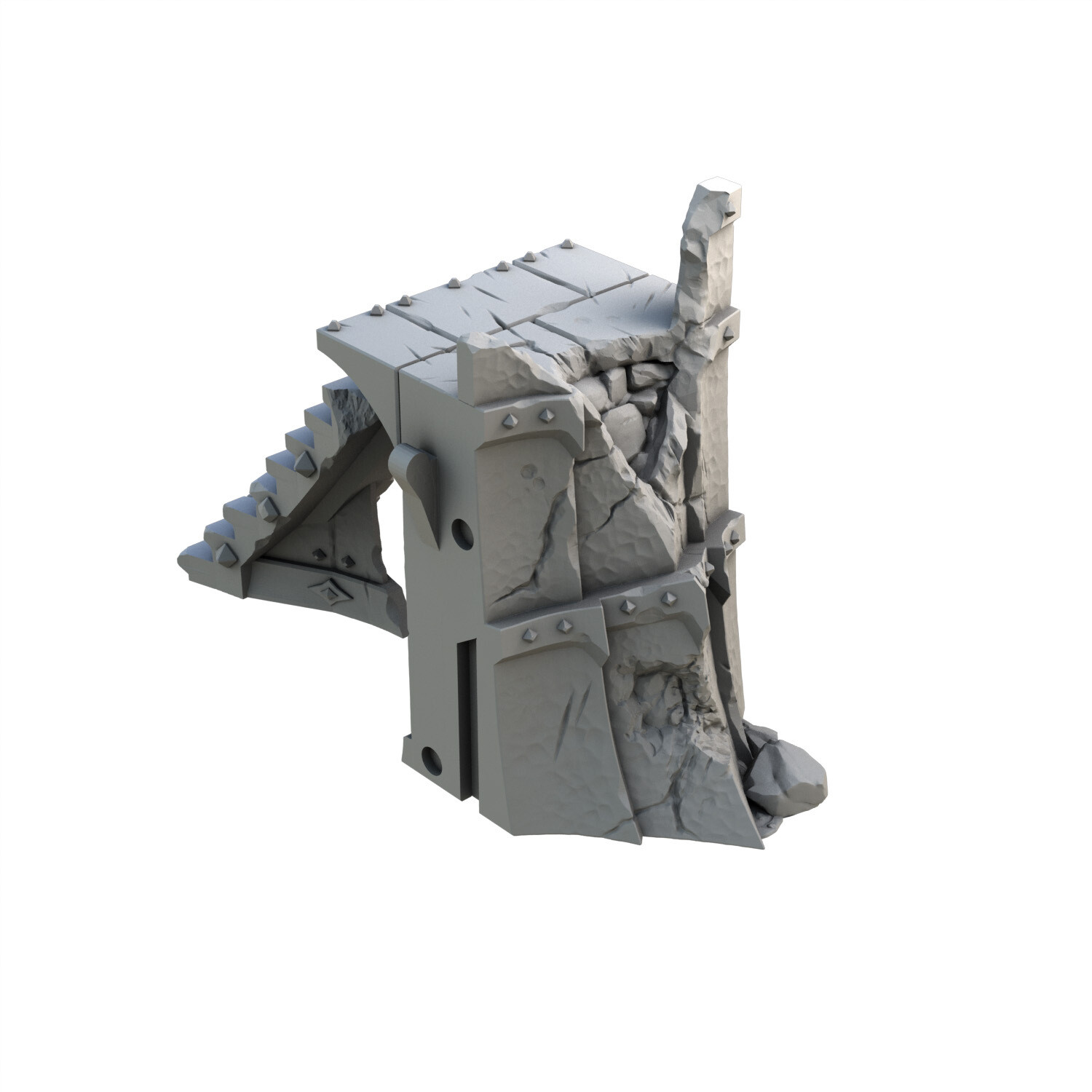 Chaos Citadel Ruined Short Wall w Stairs