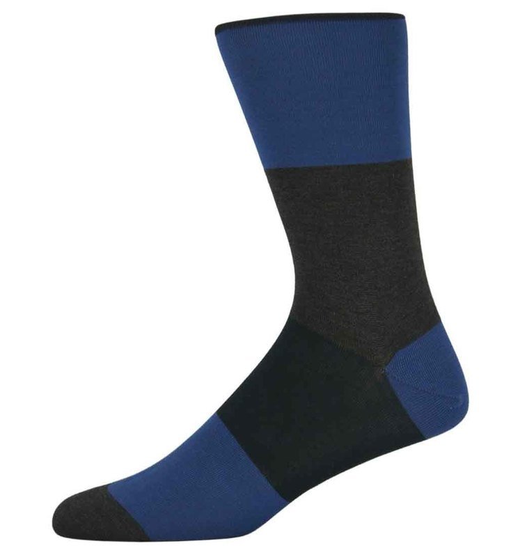 Nick Grey and Blue Block Striped Socks Nick Grey and Blue Block Striped Socks