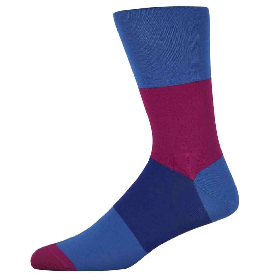 Nick Pink and Blue Block Striped Socks