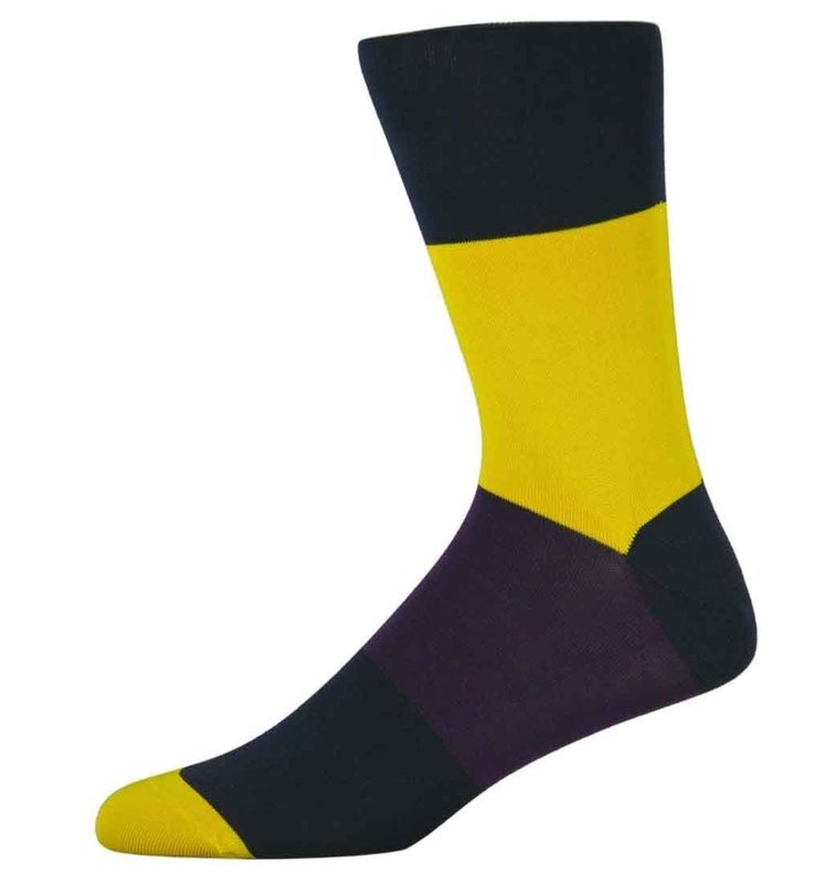 Nick Yellow and Black Block Striped Socks Nick Yellow and Black Block Striped Socks