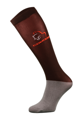 Burgundy and Grey Microfibre Horse Riding Socks