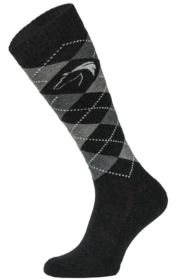 Classic Black and Grey Argyle Horse Riding Socks