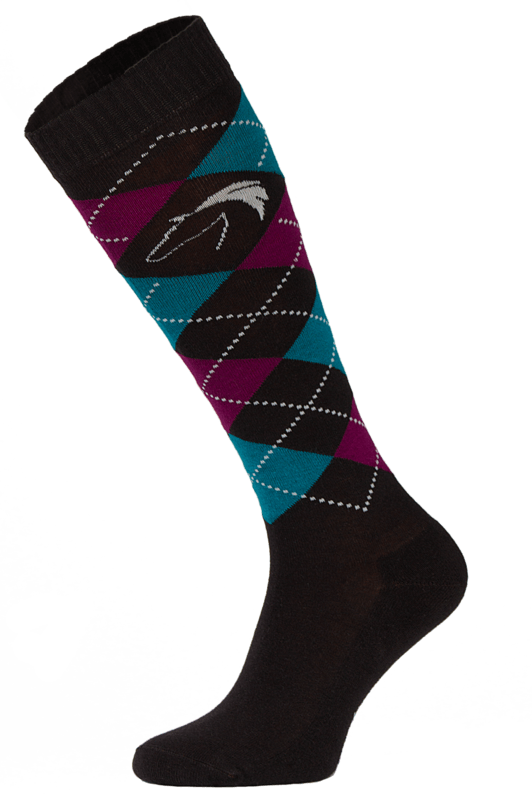 Classic Black, Blue and Burgundy Argyle Horse Riding Socks Classic Black, Blue and Burgundy Argyle Horse Riding Socks
