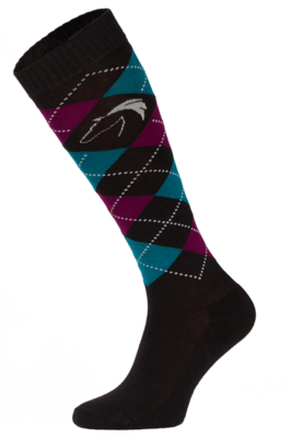 Classic Black, Blue and Burgundy Argyle Horse Riding Socks