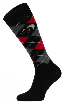 Classic Black, Red and Grey Argyle Horse Riding Socks