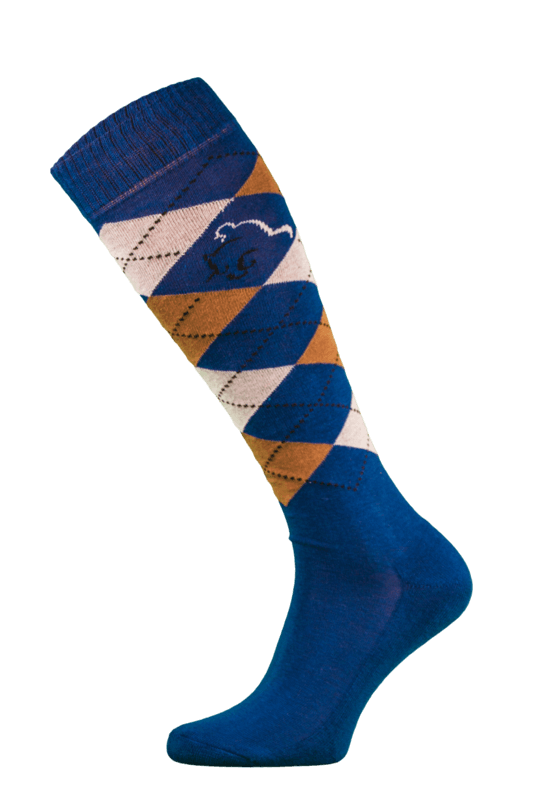 Classic Blue, Brown and Cream Argyle Horse Riding Socks
