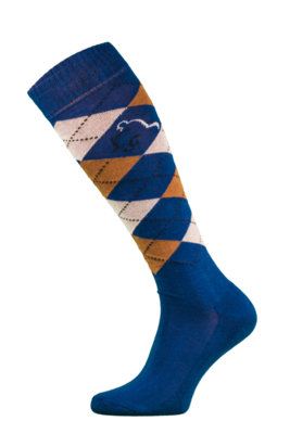 Classic Blue, Brown and Cream Argyle Horse Riding Socks