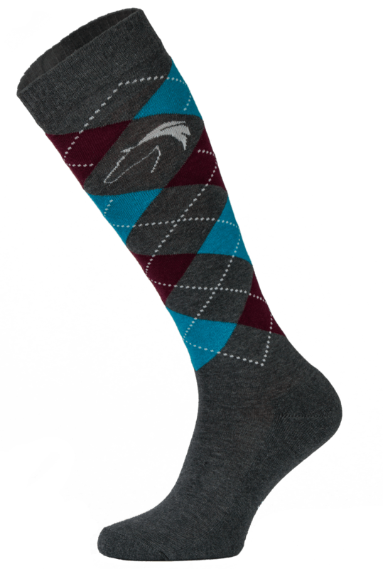 Classic Charcoal and Blue Argyle Horse Riding Socks