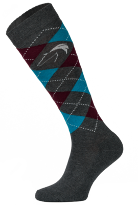 Classic Charcoal and Blue Argyle Horse Riding Socks