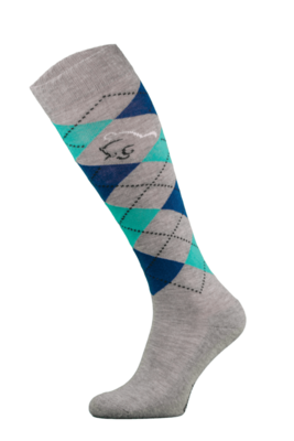 Classic Grey, Blue and Green Argyle Horse Riding Socks