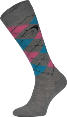 Classic Grey, Blue and Pink Argyle Horse Riding Socks