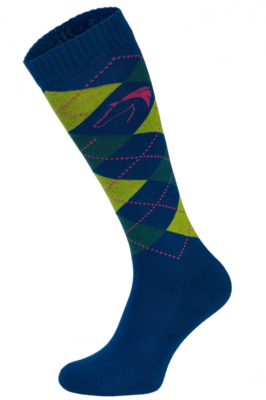 Classic Navy, Yellow and Green Argyle Horse Riding Socks