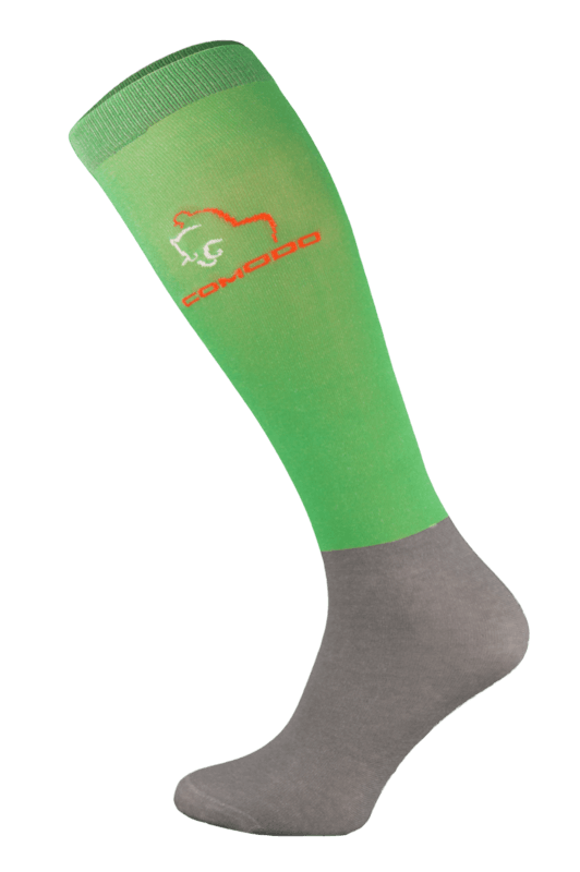 Neon Green and Grey Microfibre Riding Socks