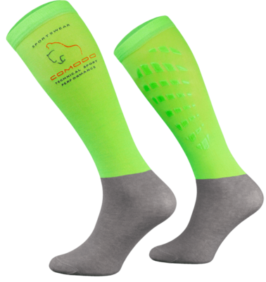 Neon Green and Grey Technical Riding Socks