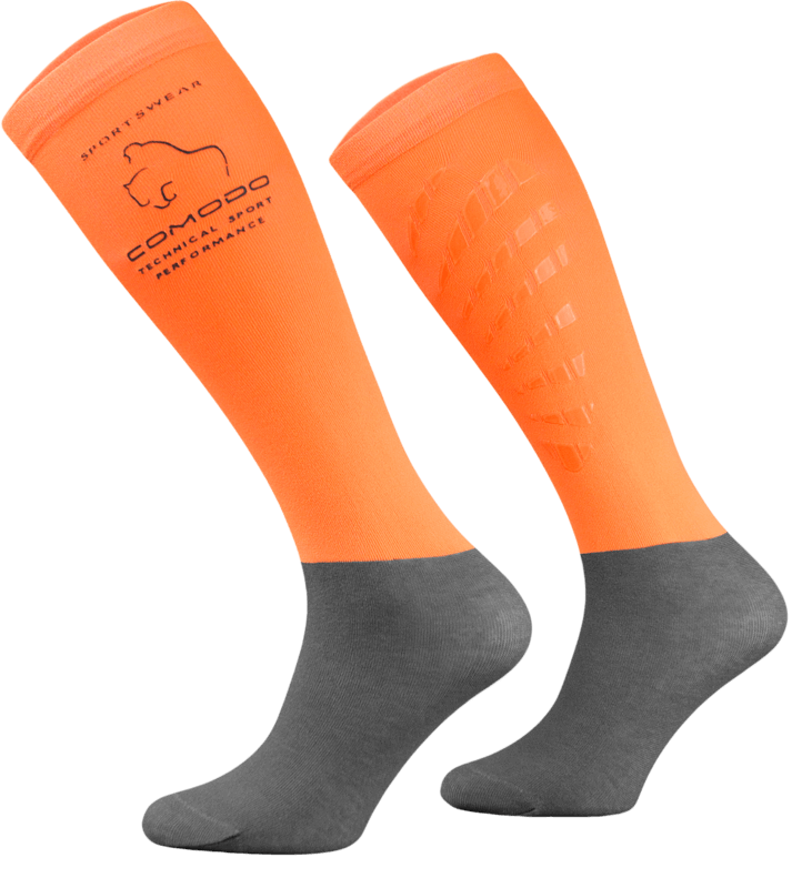 Neon Orange and Grey Technical Riding Socks