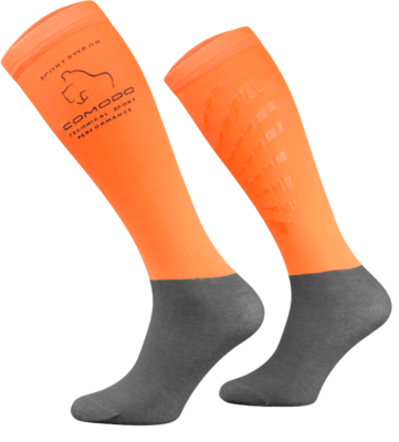 Neon Orange and Grey Technical Riding Socks
