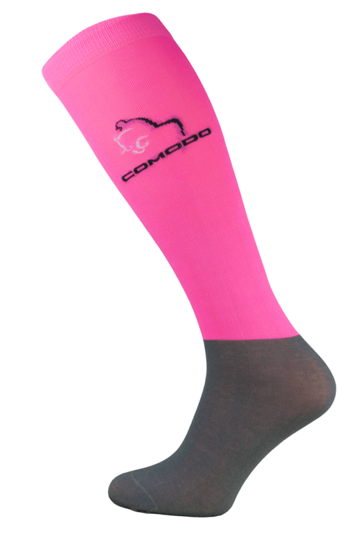 Neon Pink and Grey Microfibre Riding Socks
