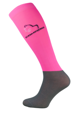 Neon Pink and Grey Microfibre Riding Socks