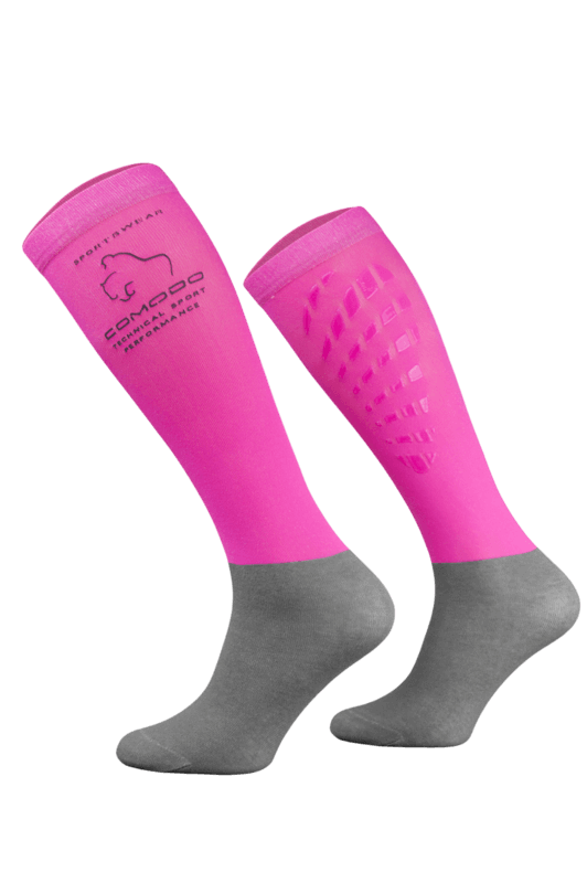 Neon Pink and Grey Technical Riding Socks