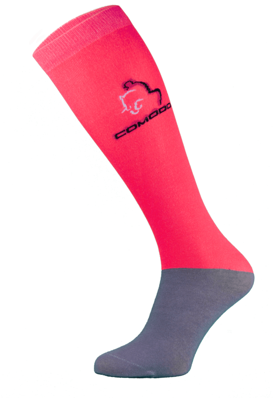 Neon Red and Grey Microfibre Riding Socks