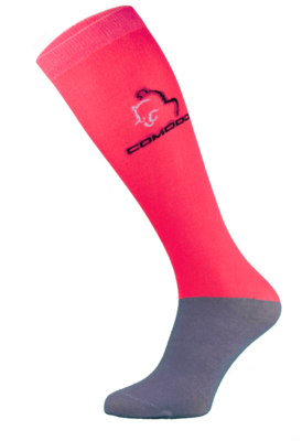 Neon Red and Grey Microfibre Riding Socks