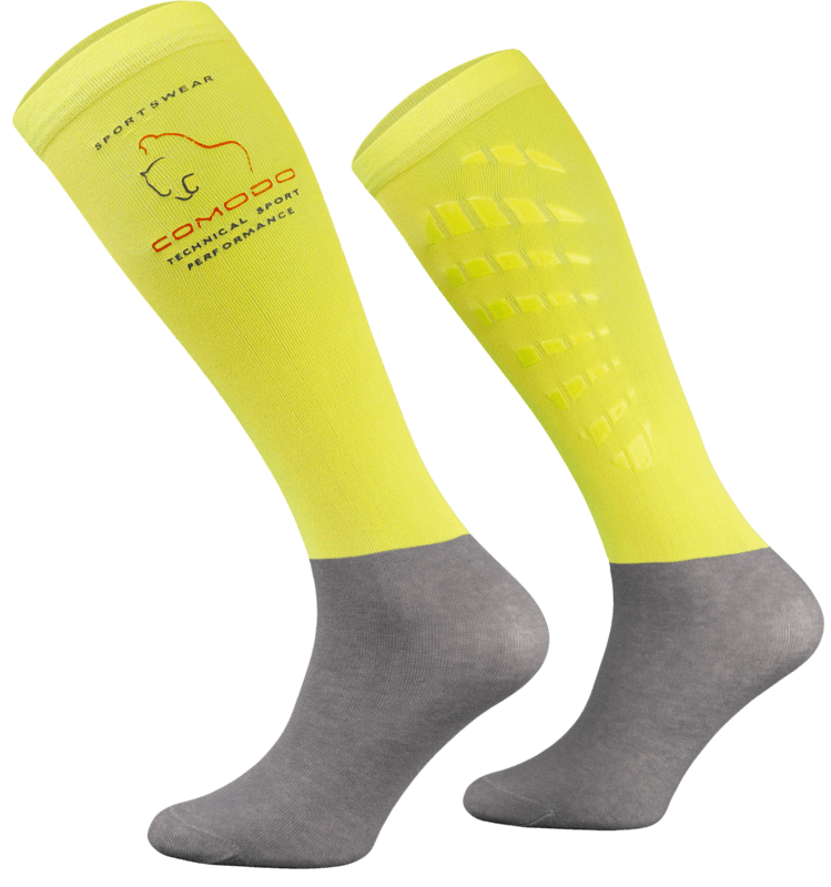 Neon Yellow and Grey Technical Riding Socks
