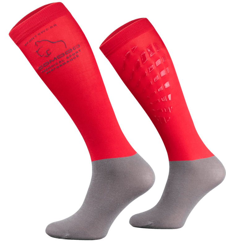 Red and Grey Technical Riding Socks