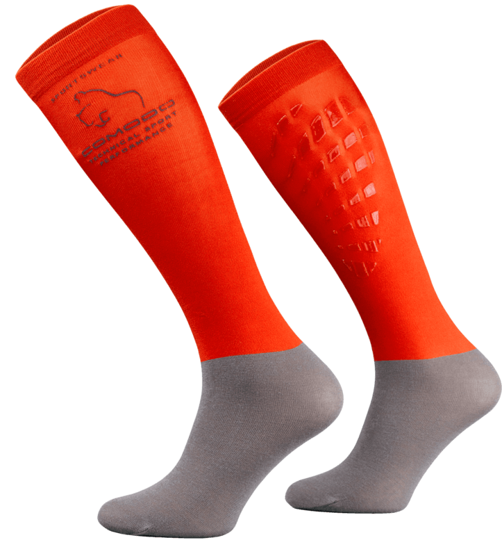 Red Neon and Grey Technical Riding Socks