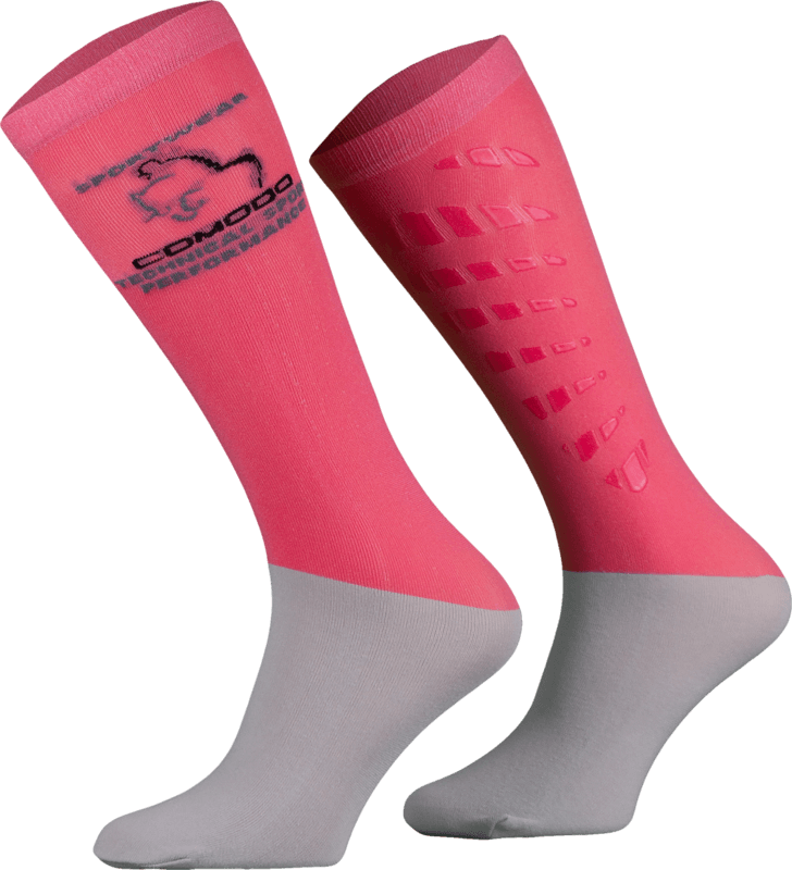 Salmon Pink and Grey Technical Riding Socks