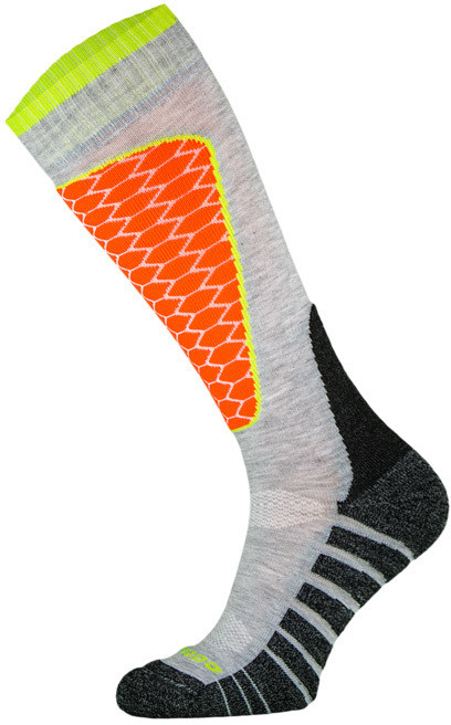 Grey and Orange Performance Ski Socks
