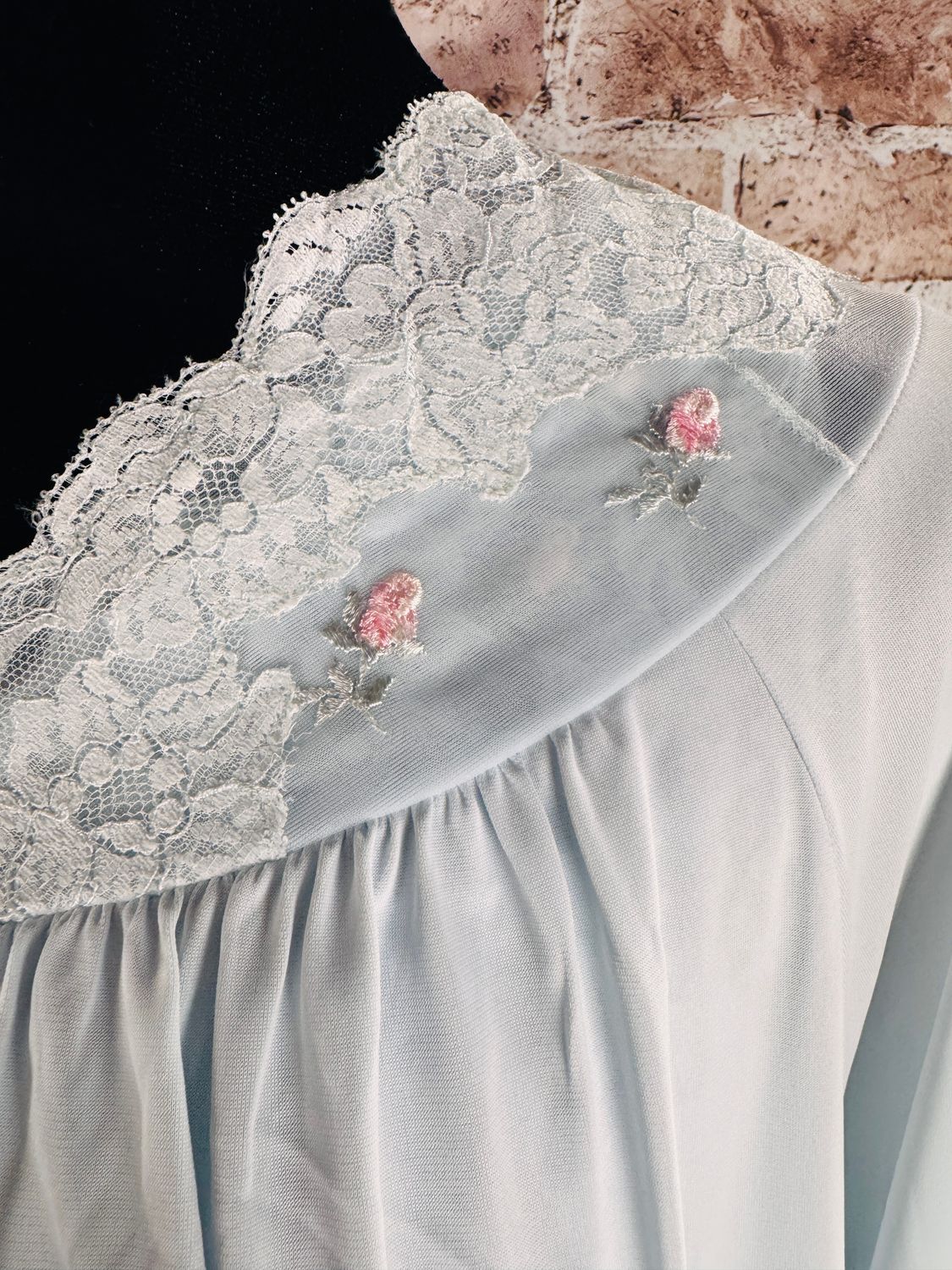 Vintage Baby Blue ShadowLine Long Peignoir Set Sz L