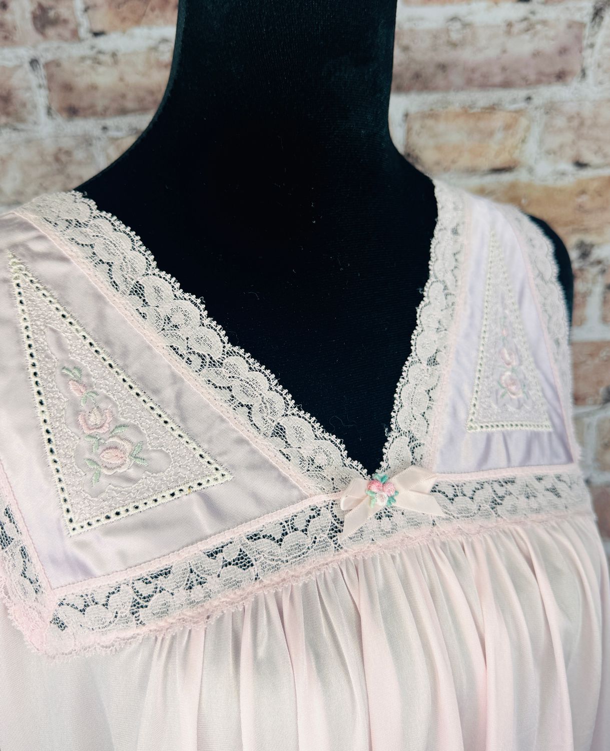 Vintage Doll Pink  ShadowLine Mid Length Peignoir Set Sz L