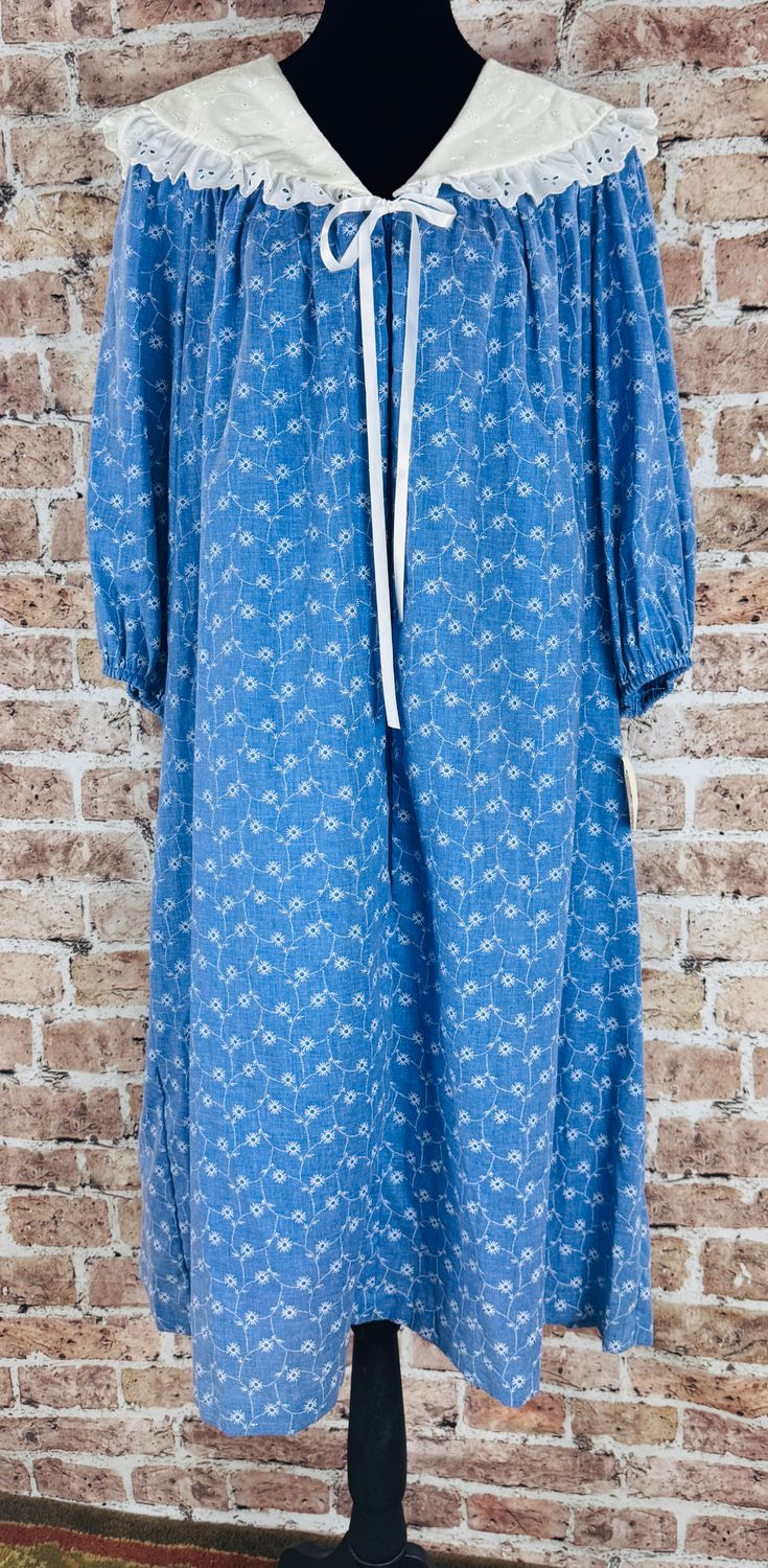 Light Denim Farm House Dress w/ Lace Trim Sz 1X