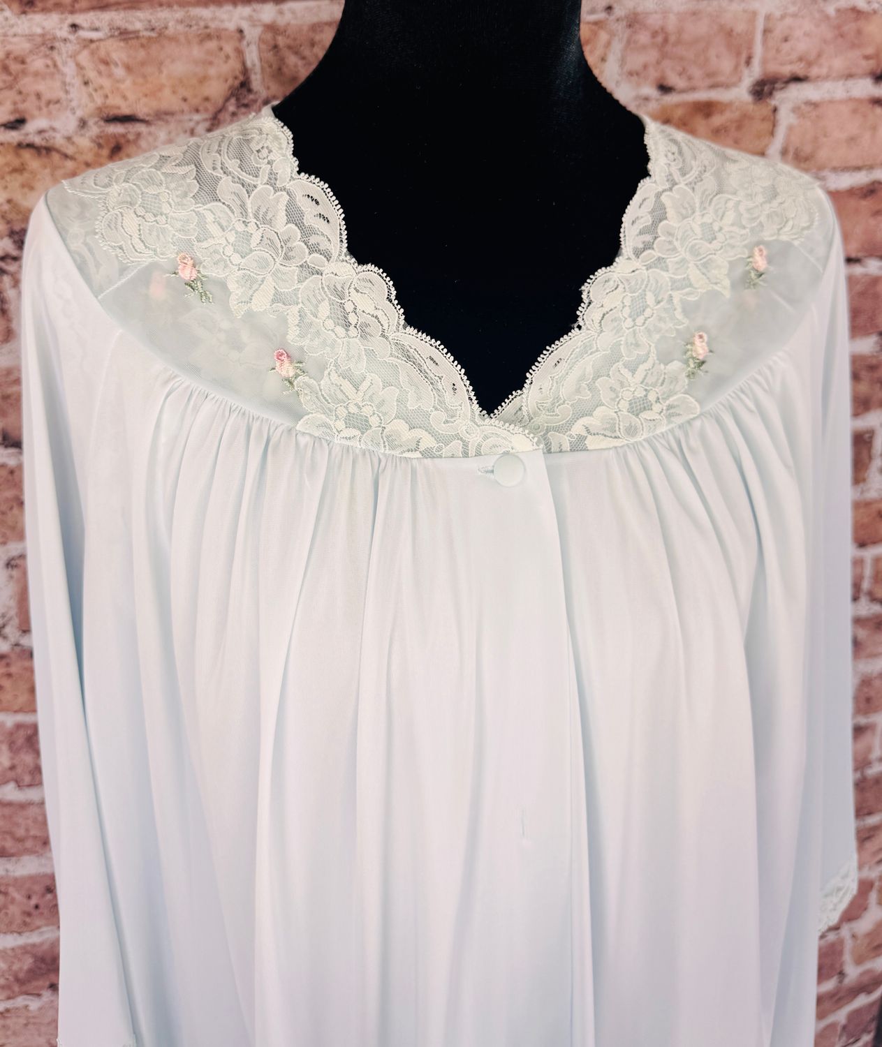 Vintage Baby Blue ShadowLine Mid Length Peignoir Set Sz L