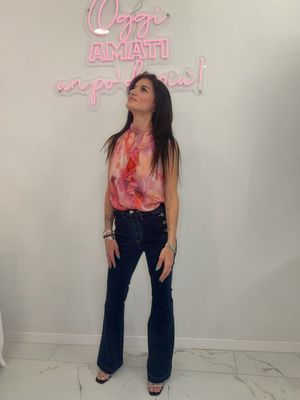 Jeans a zampa con bottoni,Rinascimento.