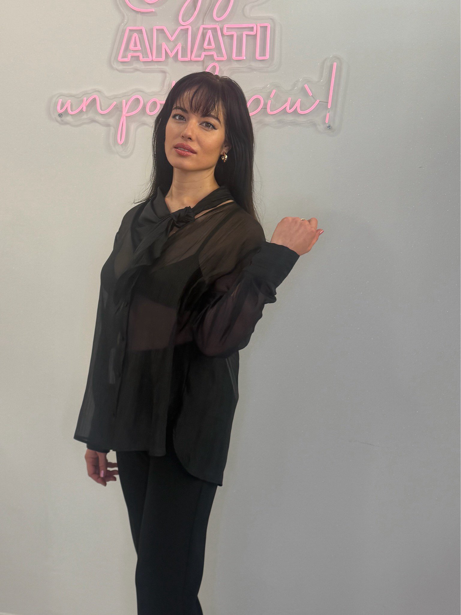 Camicia velata color NERO,Imperial.
