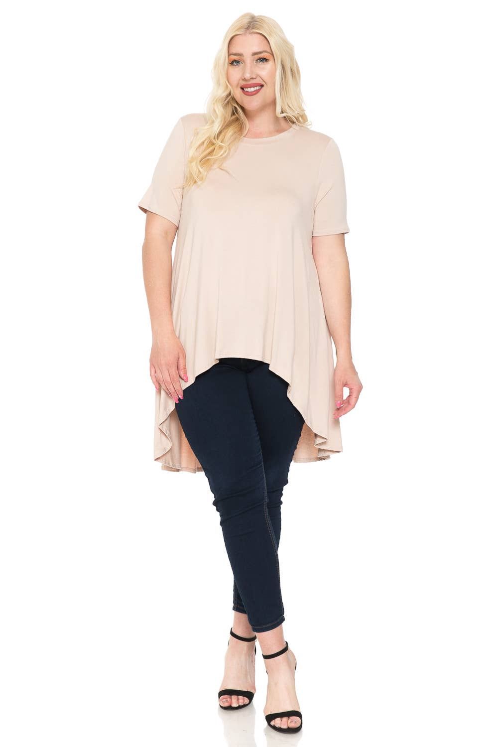 Plus Size High-Low Tunic, Color: MOCHA, Size: 1XL