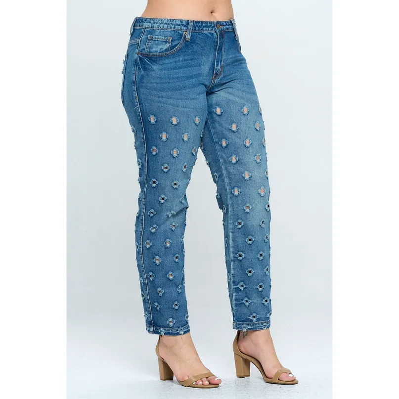 Jeans w/small holes on legs, Size: 14