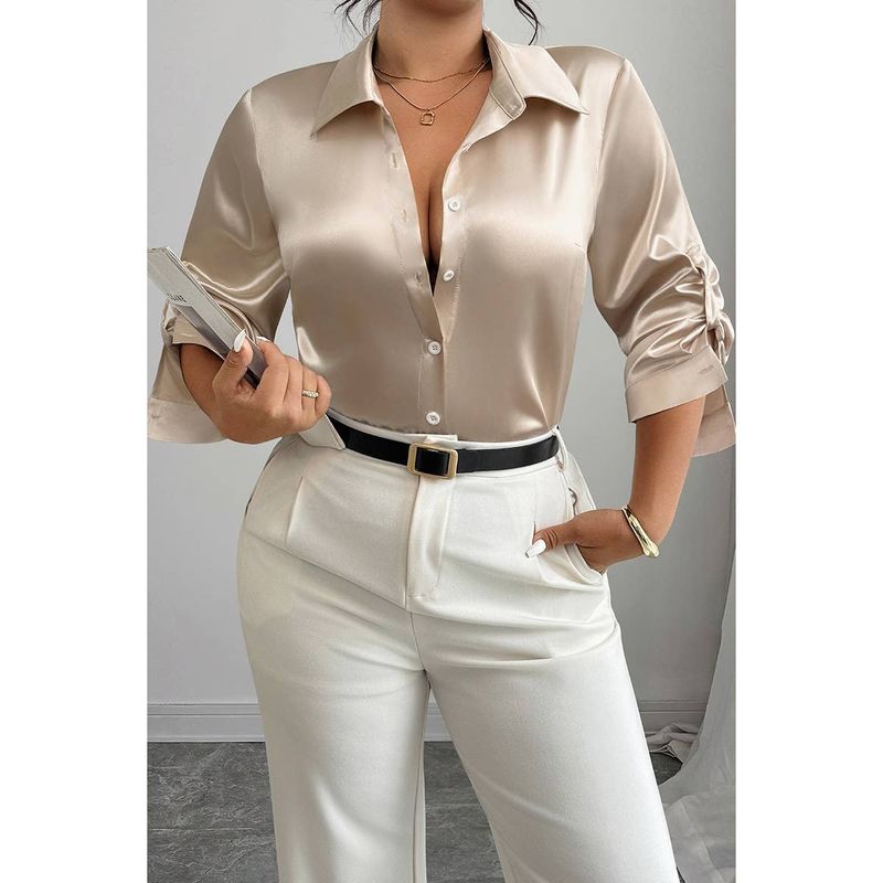 Silk Long Sleeve Button Down Satin Shirt