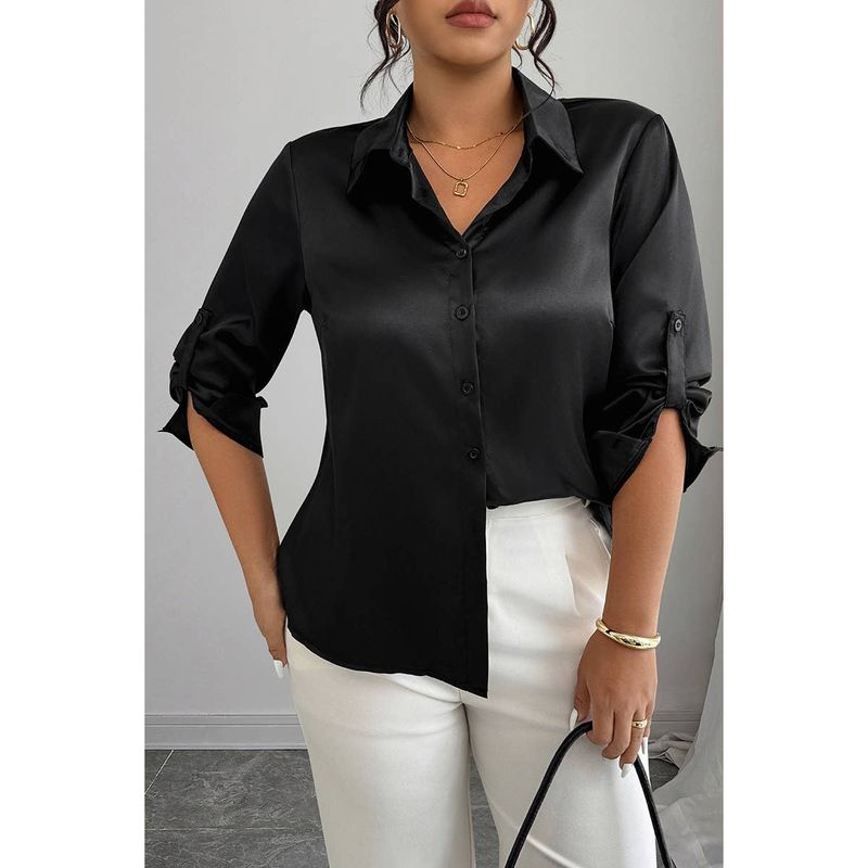 Silk Long Sleeve Button Down Satin Shirt