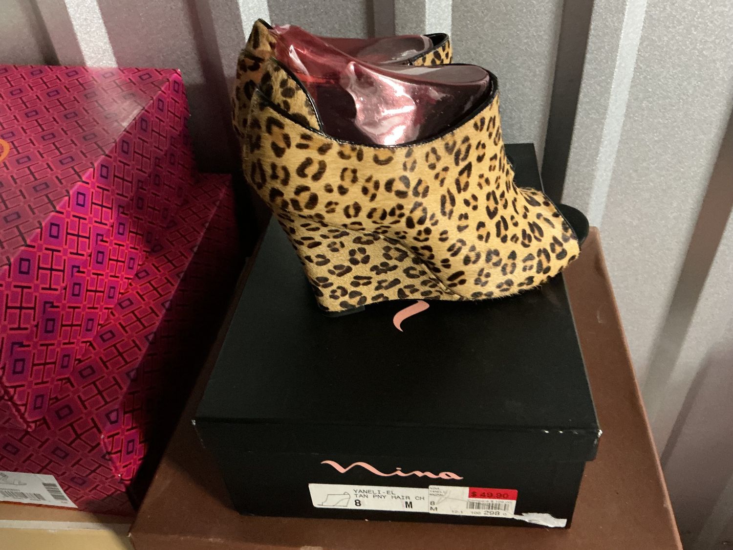 Tan cheetah print wedge Bootie
