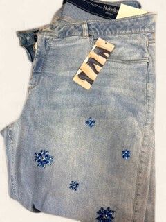 Previously-owned Embellished Light Wash Jeans