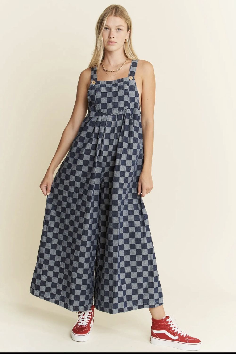 Denim Checker Jumpsuit, Size: 1X